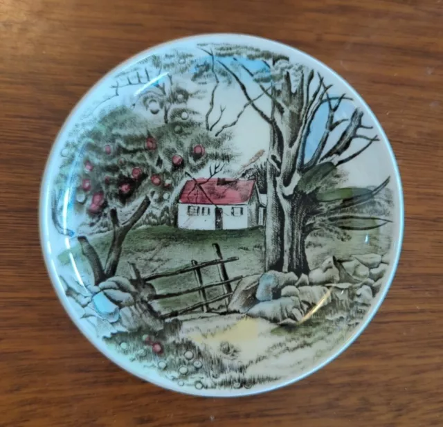 Vintage Johnson Bros Made In England Cottage Scene Jewelry Trinket Dish