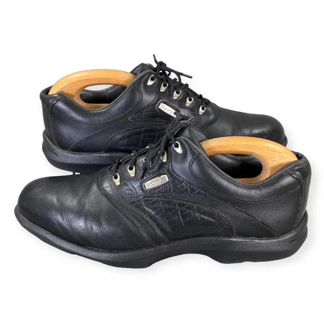 FOOTJOY AQUALITES GOLF Shoes Mens UK 9 Black Leather Brogues Waterproof