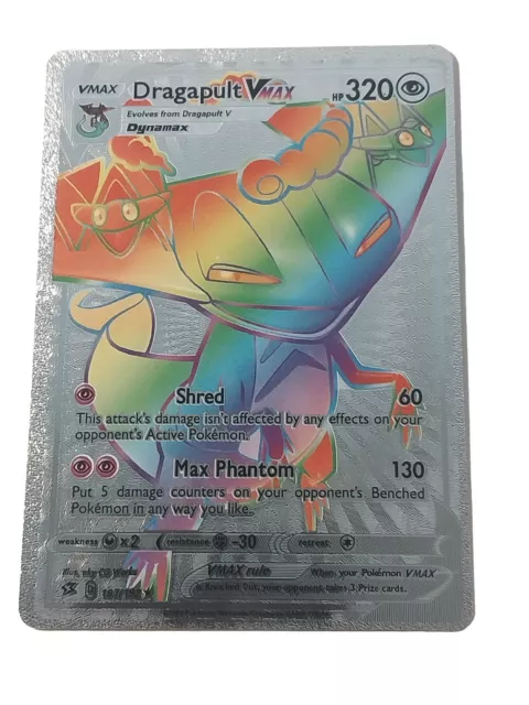 Dragapult VMAX Rainbow Silver Metal Pokemon Card Collectible/Gift/Display NM