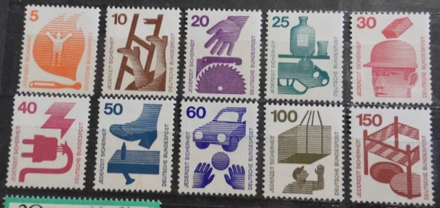 Bund Mi.- Nr. 694 A - 703 A postfrisch 10.9.1971  Unfallverhütung