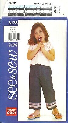 BUTTERICK See&Sew 3178 GIRL'S SIZE 6-8 TOP & PANTS SEWING PATTERN VINTAGE