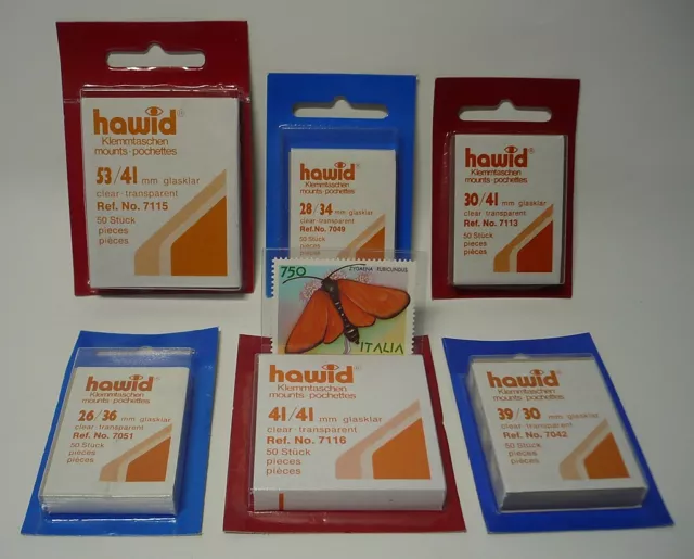 HAWID TASCHINE PER FRANCOBOLLI 21x24mm FONDO TRASPARENTE 50PZ