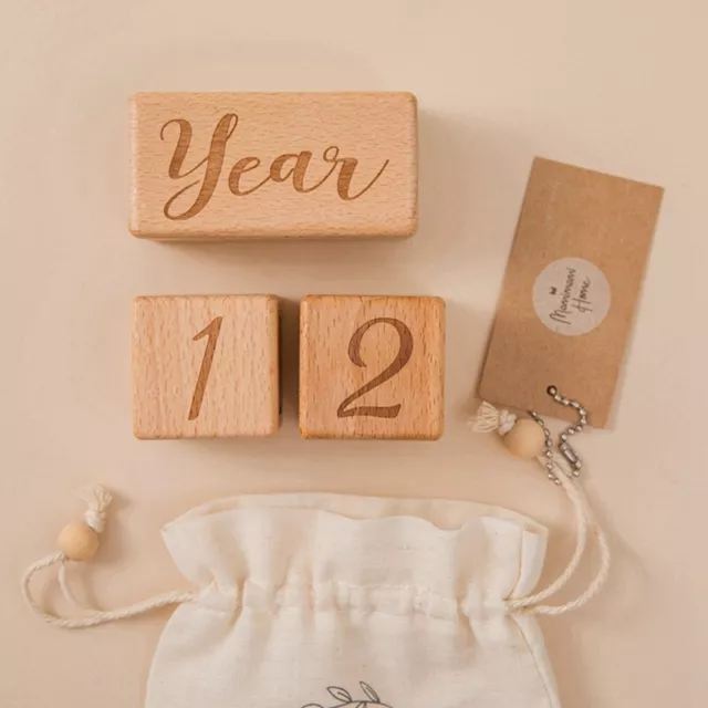 Baby Monthly Record Growth Milestone  Wooden Baby Photography Props Photo7398