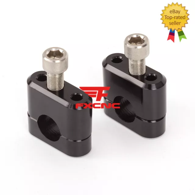 22mm 7/8" Motorcycle Handle Bar Fat Bars Mount Clamp Riser Kit Black Aluminum