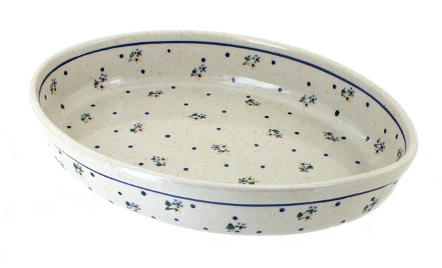 Blue Rose Polish Pottery Country Meadow Medium Oval Baker