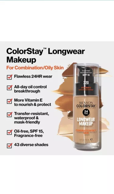 Revlon ColorStay Makeup PUMP, Combination/Oily Skin SPF 15 with Vitamin E 3