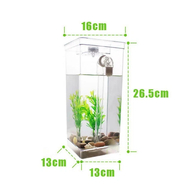 Kids Mini Transparent Fish Tank Self Cleaning Small 2Q6W NEW Fish S7U8 J3H4 10
