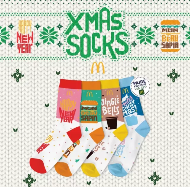 Chaussettes McDonald's Xmas Socks by M 2023 / Neuf / Mc Do Mac Donald Christmas