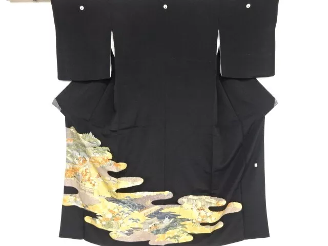 86177# Japanese Kimono / Tomesode / Kinsai / People In The Heian Era / Artist Wo