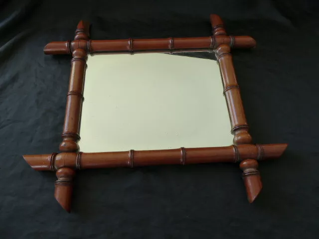 Ancien Miroir Cadre En Bois Facon Bambou