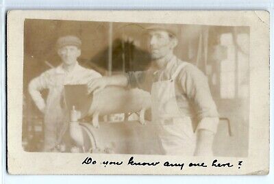 1911 factory workers, Canton, Ohio; real photo postcard RPPC overalls