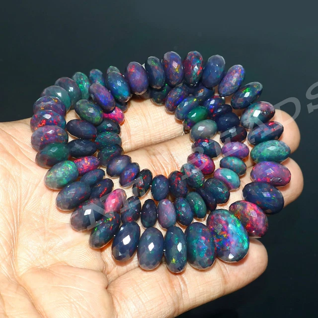 Äthiopische Opal Perlen Multi Feuer Edelstein Echt Halskette Geschenk Np-2805