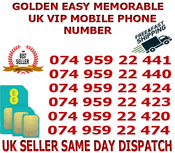 GOLDEN EASY MEMORABLE UK VIP MOBILE PHONE NUMBER / PLATINUM SIM  EE Network B 36