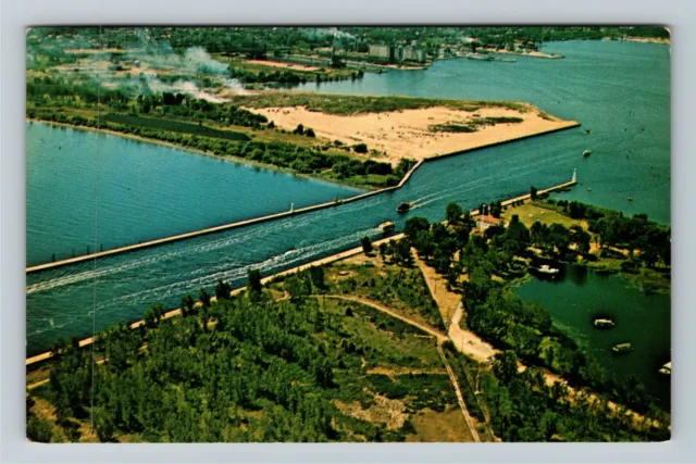 Erie PA-Pennsylvania, Aerial View Presque Bay & State Park Chrome c1969 Postcard