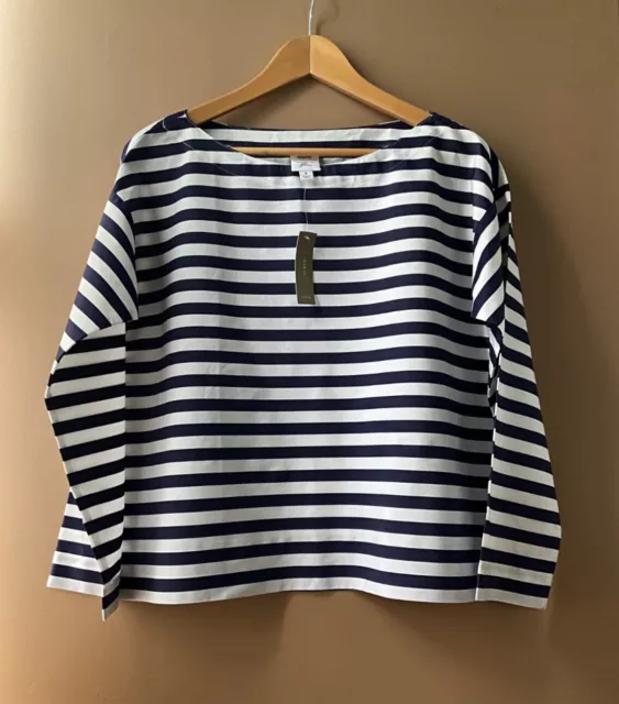 NWT JCrew Collection Thomas Mason® boatneck top Sz 8 Navy White Stripe G4918