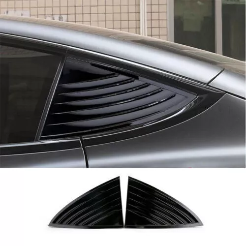 Side Window Louver Shutter Cover Trim For Tesla Model 3 2017~2022 Glossy Black