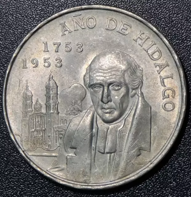 Mexico 1953 Hidalgo Cinco 5 Pesos Silver Coin Gem Bu 1753-1953 Bicentennial 927