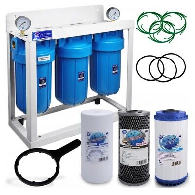 Aquafilter 3 livello Big Blue 10" depuratore d'acqua e dechlorinator Kit Filtro 1" 