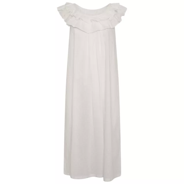 Ladies Victorian Frill Neck Sleeveless Vintage Style Nightdress