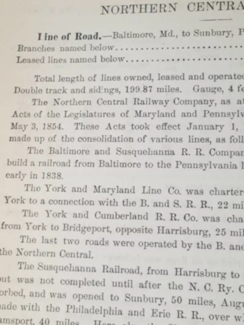 1877 railroad report NORTHERN CENTRAL RAILWAY Sunbury York Haven Pennsylvania 2