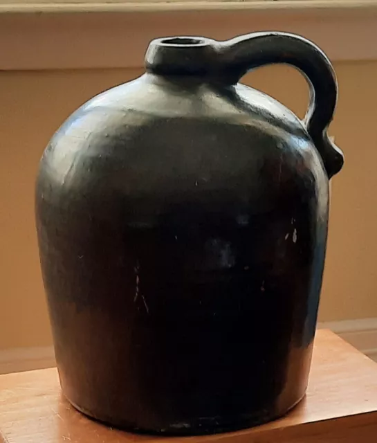 Antique Brown Salt Glaze Stoneware Primitive Beehive Whiskey Jug Crock – 11 ¼ T.