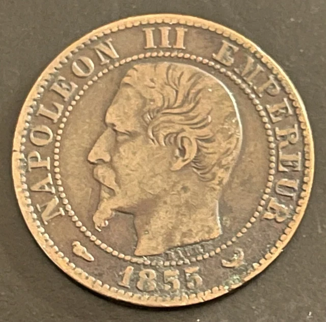 CINQ  CENTIMES . NAPOLÉON III . 1855 W . CHIEN . ( Voir photos recto-verso )