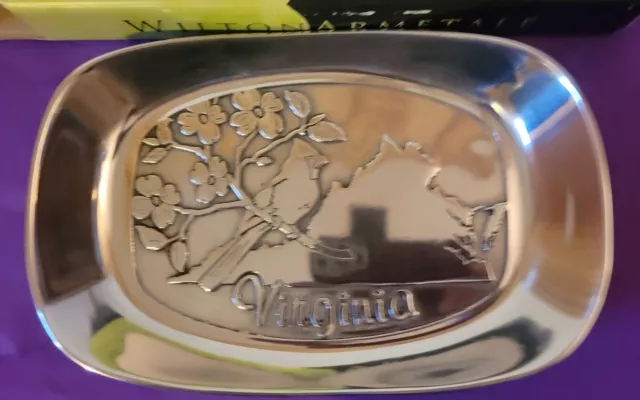 WILTON ARMETALE New Bread Platter STATE OF VIRGINIA Dogwood & C ardinals