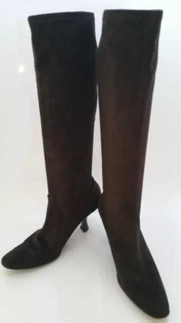 Casadei Brown Suede Leather Knee High Heel Boots Womens 7 B Made in Italy