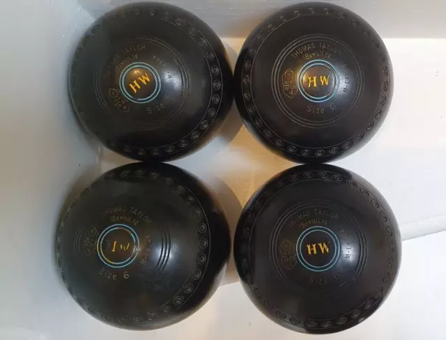 THOMAS TAYLOR SIZE 6 - BRYANT'S DRAKELITE BOWLS - Matching Set Of 4 Lawn Bowls