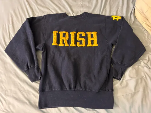 Vintage 90s Champion Reverse Weave Notre Dame Fighting Irish College Crewneck L