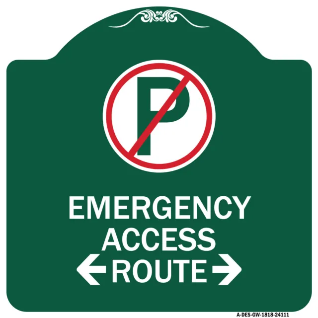 Designer Series - Emergency Access Route (With Bidirectional Arrow) Metal Sign