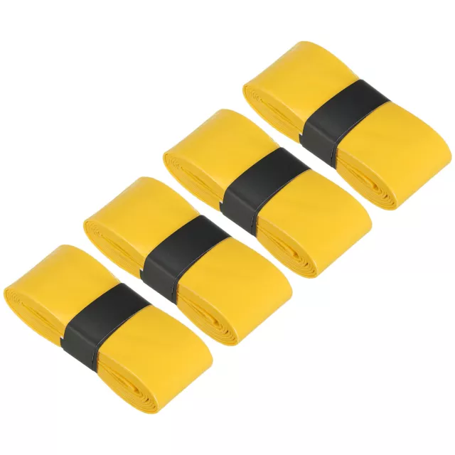4Pcs Anti Slip Sweatband Absorbent PU Tennis Badminton Racket Grip Tape Yellow