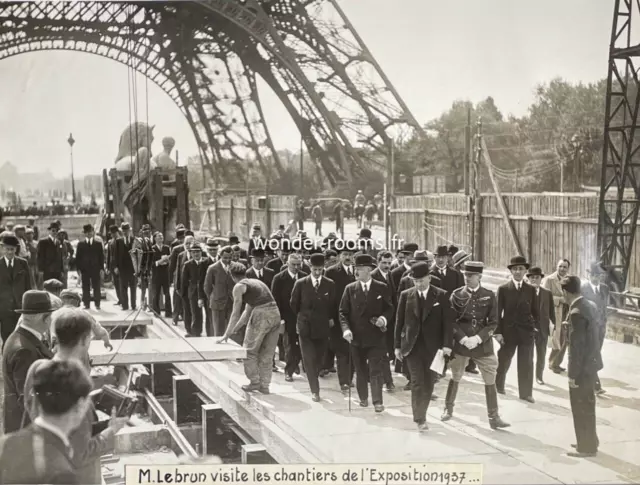 Président LEBRUN visite exposition 1937 - Photo de presse 30x40cm - Paris-Soir