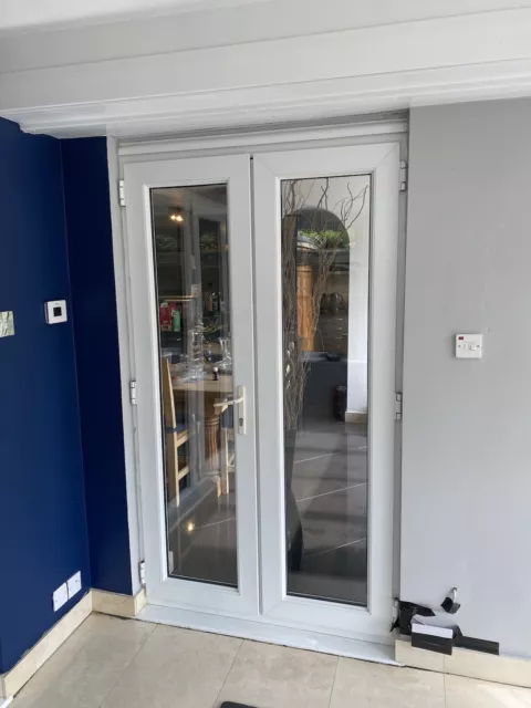 used white upvc french doors