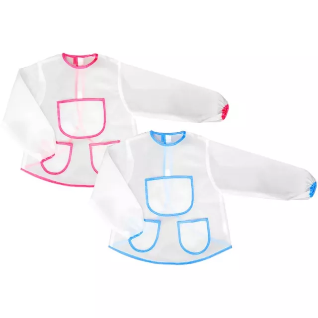 2x Mal- und Bastelschürze in blau und pink für Kinder mit drei Taschen
