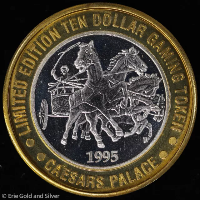 1995 Las Vegas NV $10 Casino .999 Silver Strike Caesars Palace Chariot