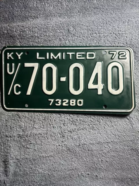 1972 Kentucky Limited License Plate U/C 70-040