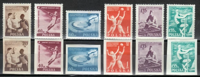 Poland 1955 MNH Mi 934AB-939AB Sc 699-704 International Youth Games ** Both sets