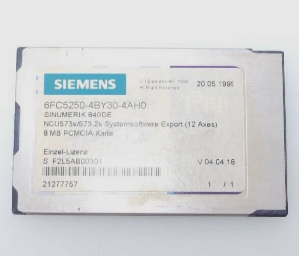 Siemens Sinumerik 840DE SYSTEMSOFTW. 6FC5250-4BY30-4AH0 Version 04.04.18