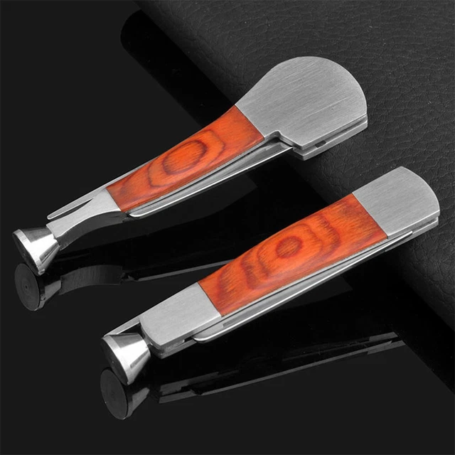 2 Packs 3 in 1 Stainless Steel Red Wood Smoking Tobacco Pipe Cleaner Tamper Tool