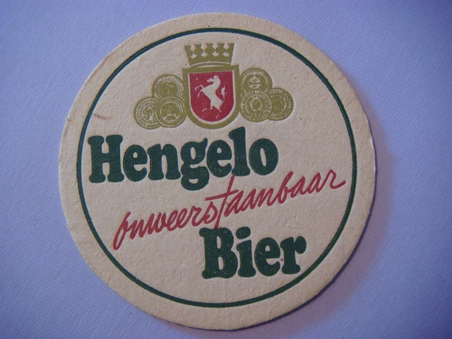 Vintage BIER Brauerei UNTERSETZER ~ Hengelosche Bierbrouwerij Hengelo Bier ~ Holland