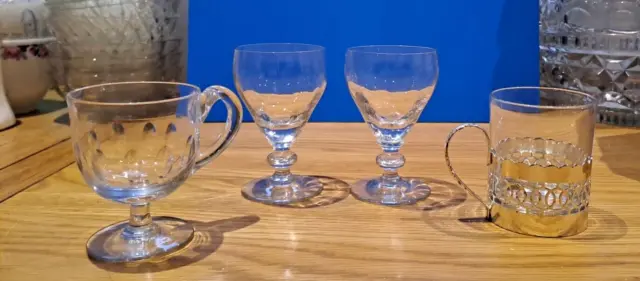 Antique 18th C Georgian & 19th C Victorian Drinking Glasses-2 with Knop Stems