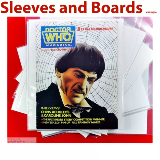 Dr Who Weekly Magazine Bags ONLY Size2 / Sleeves Resealable Tape Seal x10 .