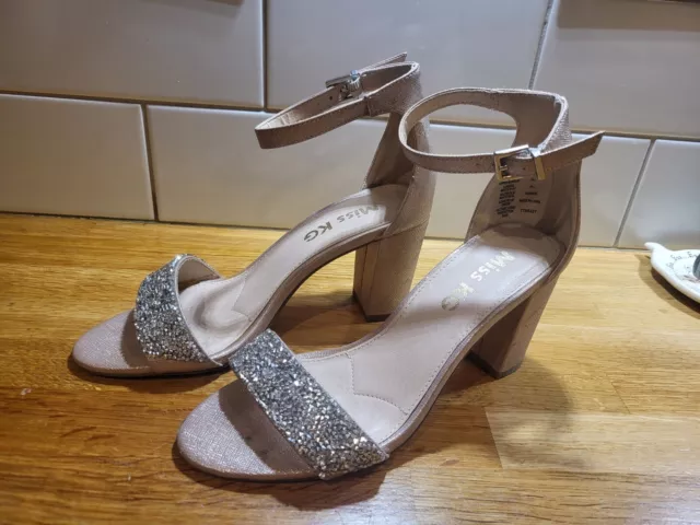 Miss K G Pale Pink Sparkle Ankle Strap Sandals Size 37 / 4 Party/ Occasion