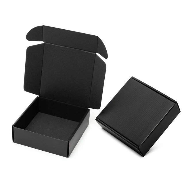 6x6x2&quote; Small Black Shipping Boxes - 24 Pack Corrugated Cardboar...