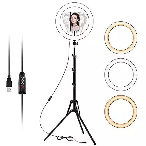 10 inch Ring Light with Tripod Stand & Phone Holder, Selfie Ringlight