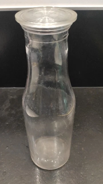 Ancienne Carafe, Bouteille en Verre Avec Couvercle 3/4 L