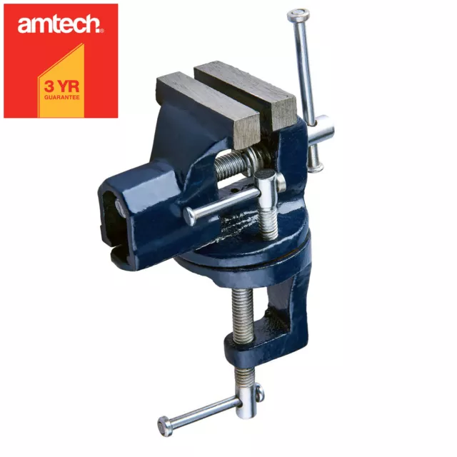 AMTECH® 50mm MINI CLAMP ON BABY BENCH VICE WITH SWIVEL BASE TABLETOP WORKBENCH