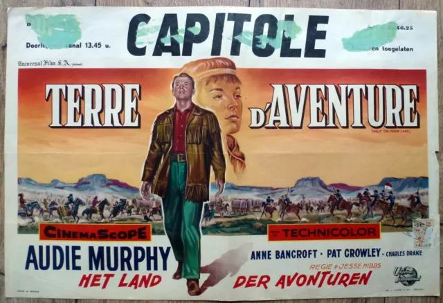 belgian poster western WALK THE PROUD LAND, AUDIE MURPHY, ANNE BANCROFT, INDIENS