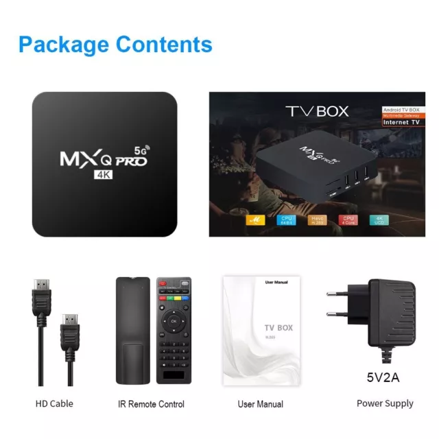 🇨🇵 Boitier Smart TV Box MXQ-PRO 4K HD Android 10.0 Smart TV Box 2.4/5G 🇫🇷 3